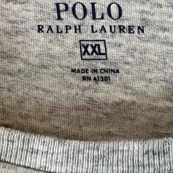 Polo by Ralph Lauren Men's XXL Long Sleeve Shirt Gray Crewneck Logo Casual Tee - Picture 5 of 9